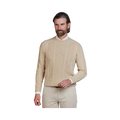 Crew Neck Cable Knit - Sand