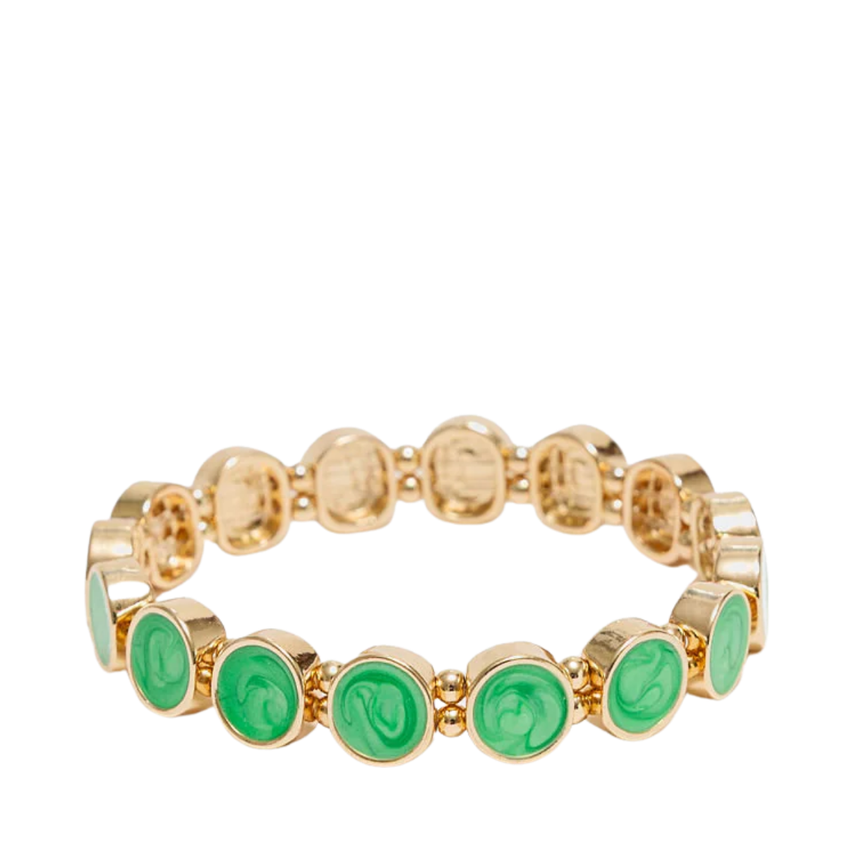 Ava Petite Pearl Elastic Bracelet - Gold W Pearl Strong Green