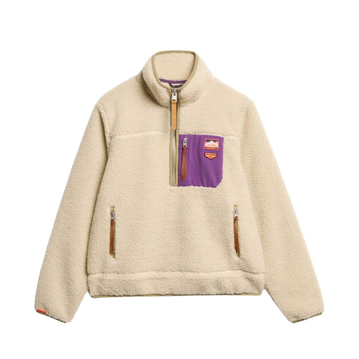 Vintage Retro Half Zip Fleece - 1LG Oatmeal Beige