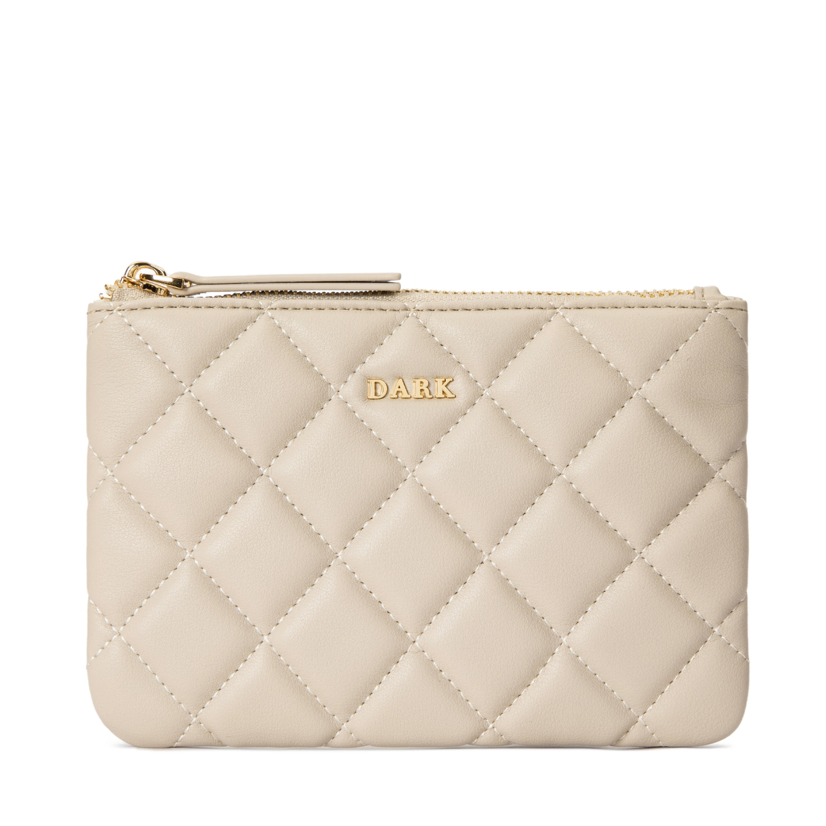 Leather Quilted Small Pouch - Sand