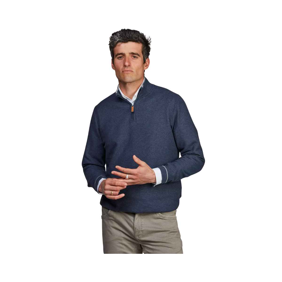 Half Zip Structure Knit - Blue