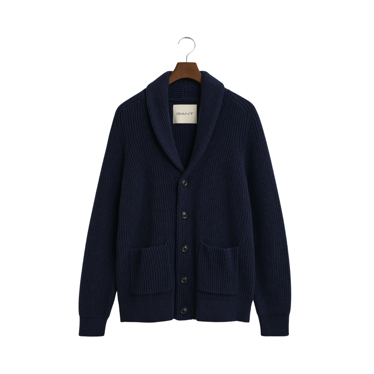 Wool Blend Shawl Collar Cardigan - Evening Blue