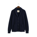 Wool Blend Shawl Collar Cardigan - Evening Blue