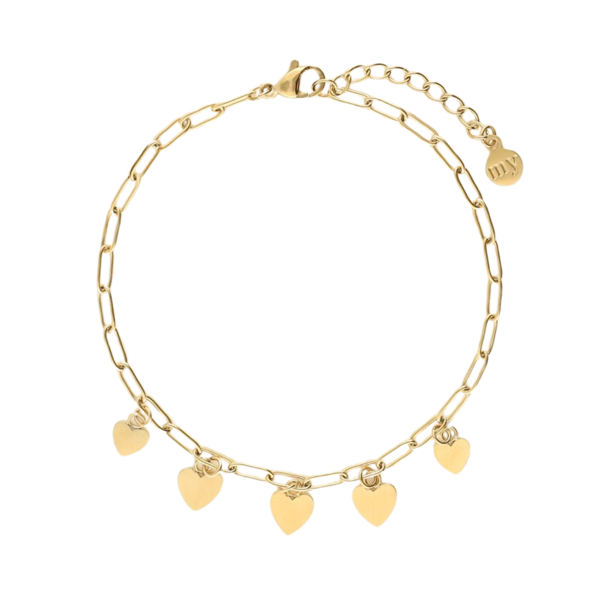 Bracelet chain fine hearts - Gold