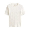 STRETCH COTTON CABLE SS C-NECK - Eggshell