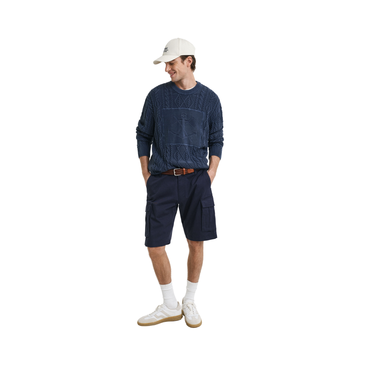 Relaxed Twill Cargo Shorts - Marine