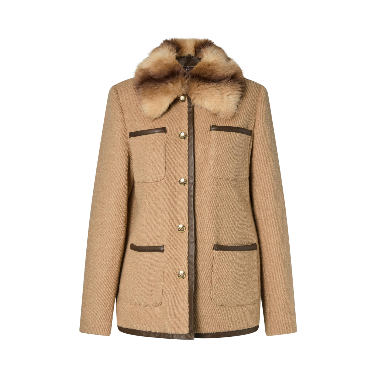 Taylor Faux Fur Trim Jacket - Camel