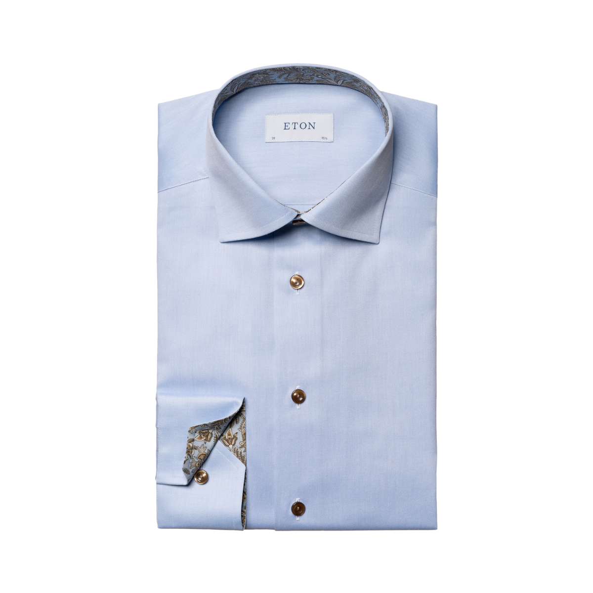 Slim Fit Paisley Effect Signature Twill Shirt Cut Away Collar - Blue