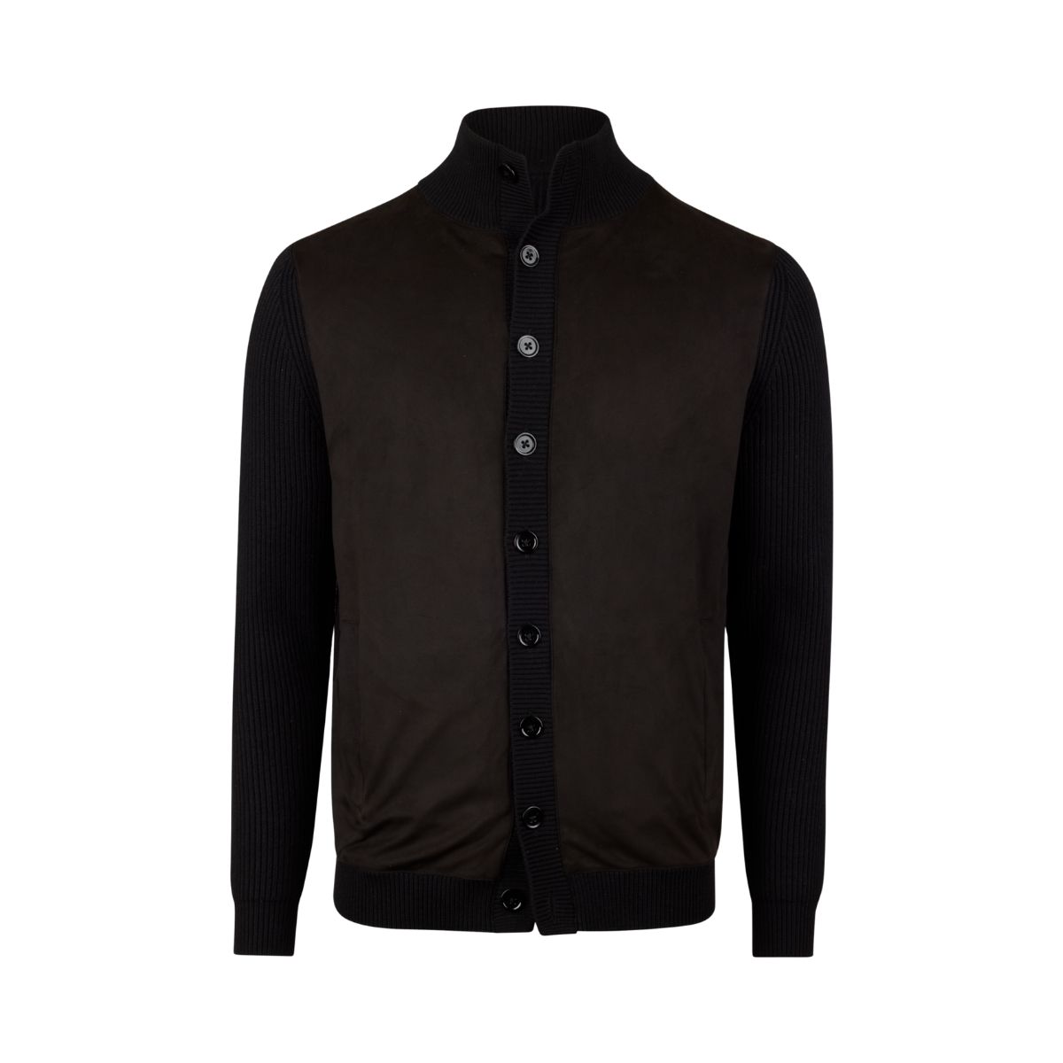 Cardigan Knitted Hybrid Buttoned - Black
