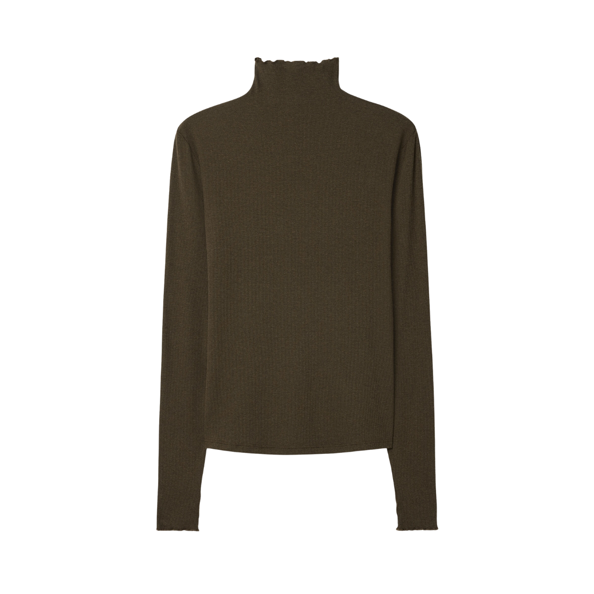 Rib Mock Neck Top - Dark Khaki Green