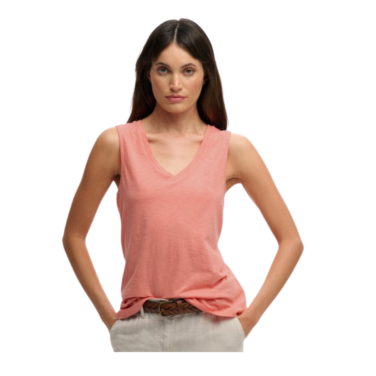 Studios Vee Neck Vest - 2WS Peach Amber Pink