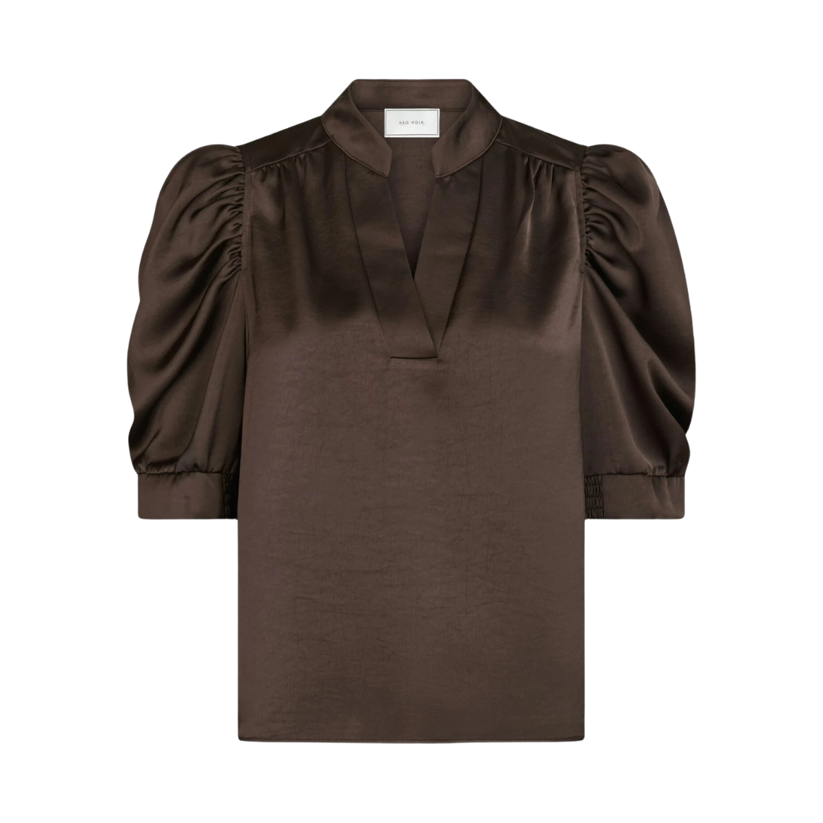 Roella Heavy Sateen Blouse - Dark brown