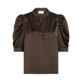 Roella Heavy Sateen Blouse - Dark brown