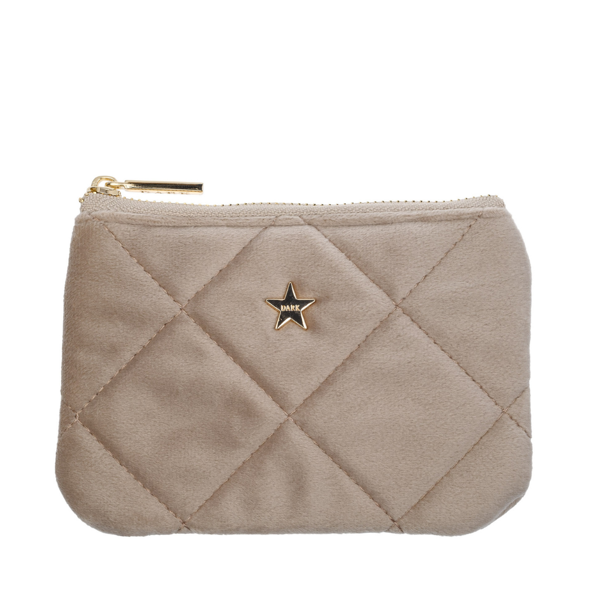 Velvet Quilted Mini Pouch - Dark Sand