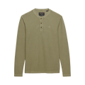 Waffle Long Sleeve Henley Top - Light Khaki Green