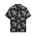 Hawaiian Print S/S Shirt - Canna Leaves Navy