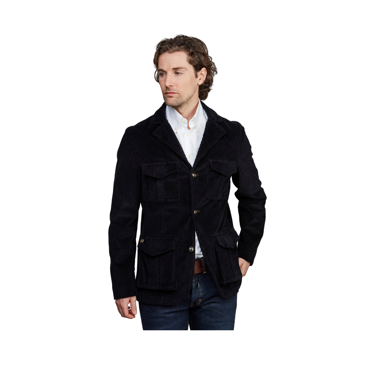 Corduroy Safari Jacket - Navy