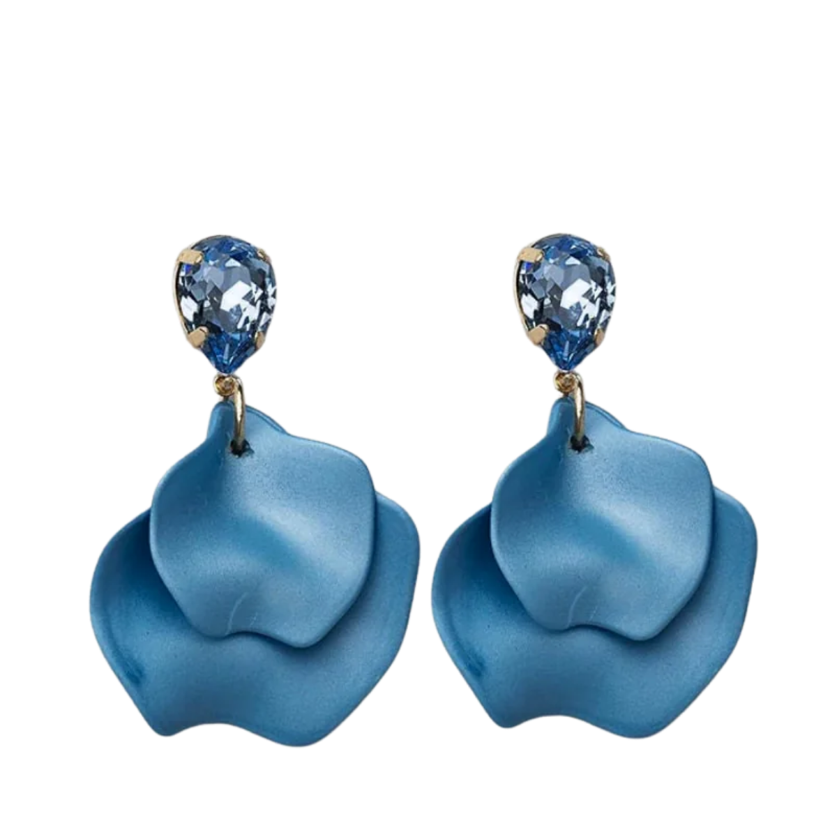 Leaf Earrings - Denim Blue