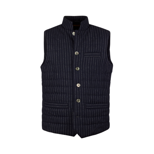 Stenströms GILET MID LAYER PINSTRIPE VEST - NAVY STRIPE