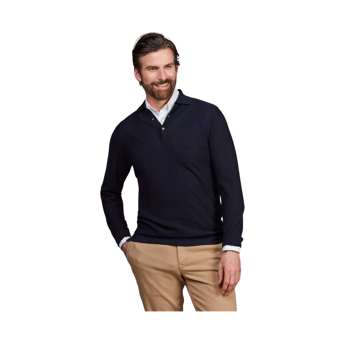 Merino Structure Polo - Navy