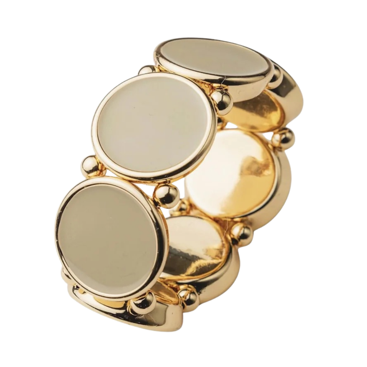 Ava Elastic Bracelet - Gold With Beige