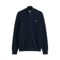 Micro Textured Cotton Zip Cardigan - Evening Blue