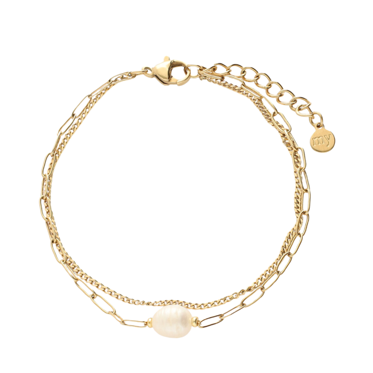 Bracelet With Pearl Bead - Gold