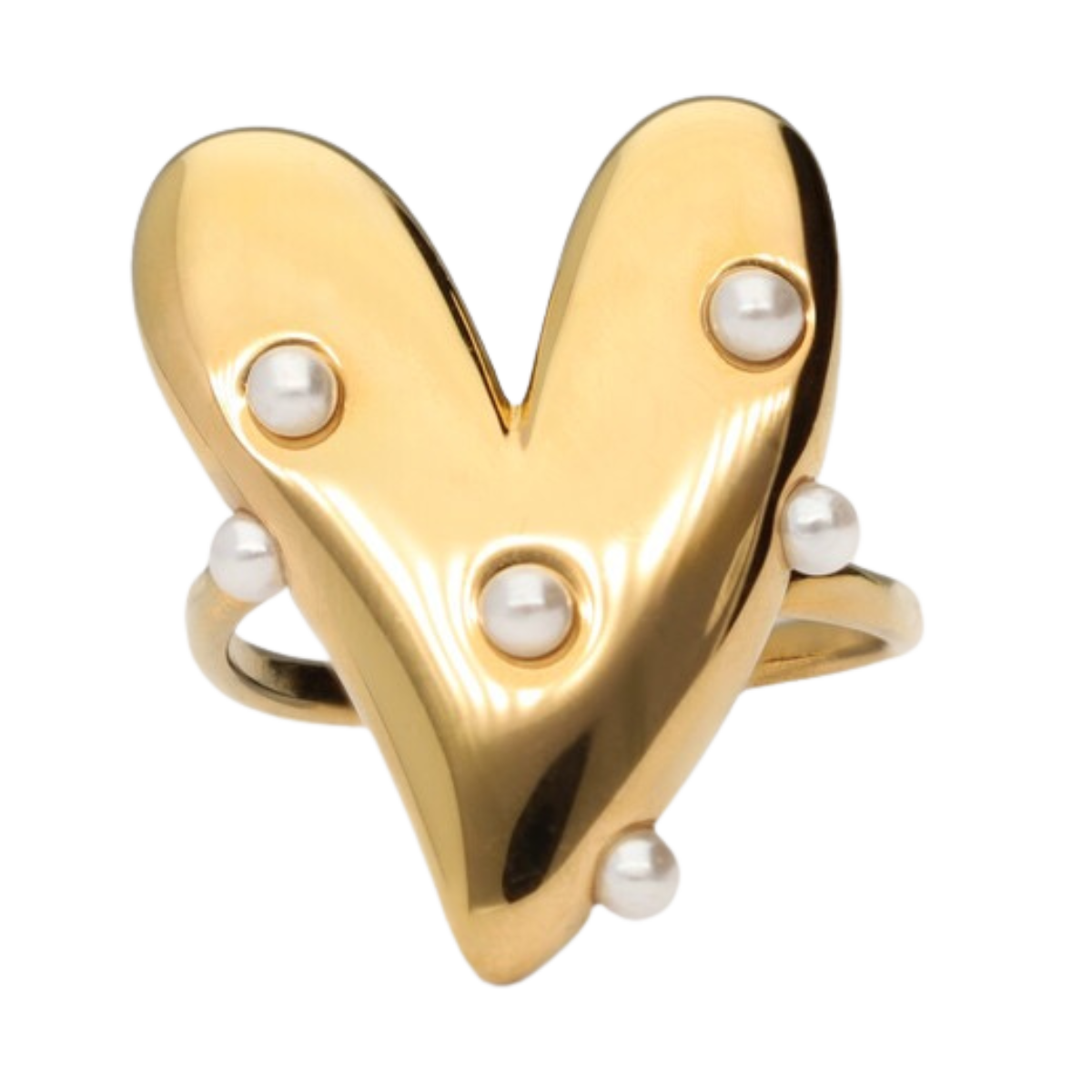 Ring big heart with pearls - 1200 Gold