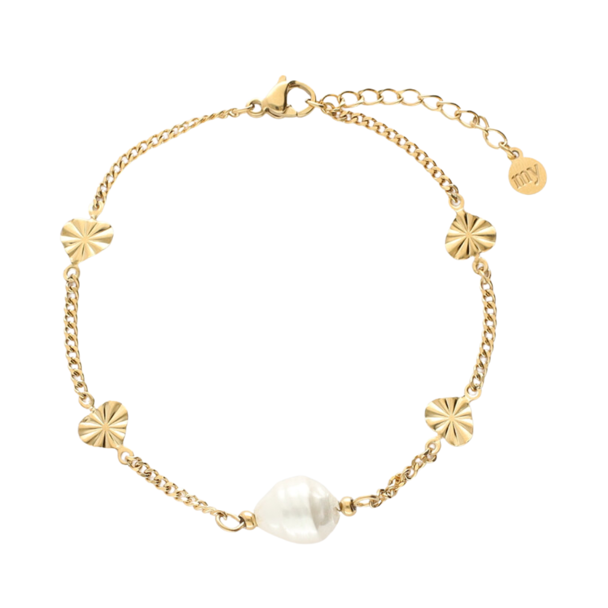 Bracelet pearl hearts - Gold