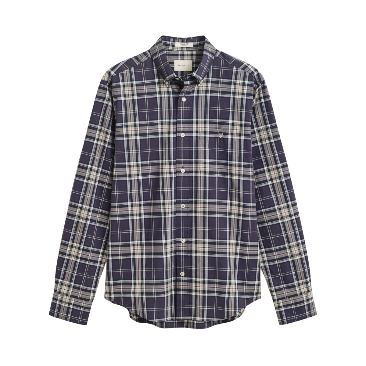 Reg Poplin Check Shirt - Mist Taupe