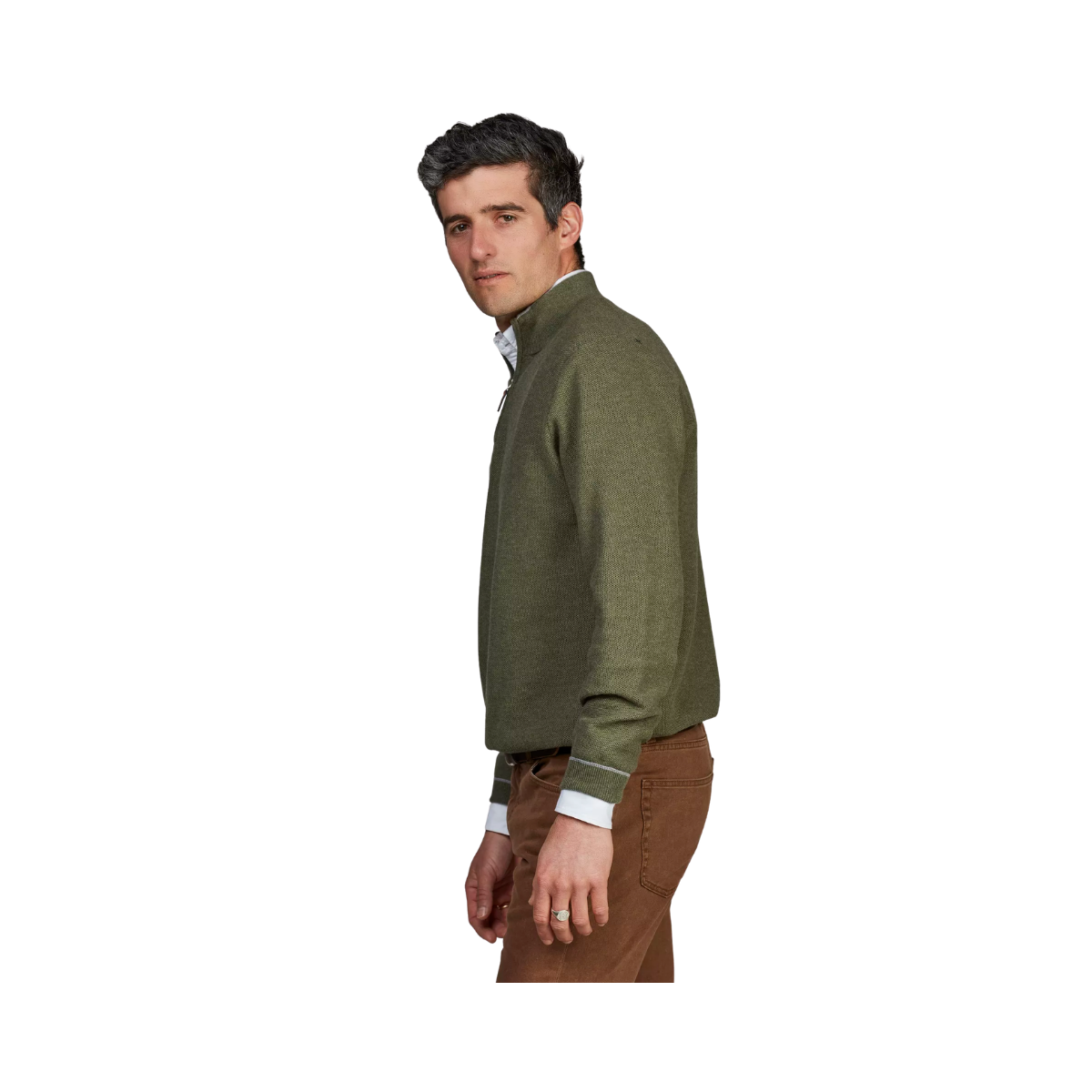Half Zip Structure Knit - Green