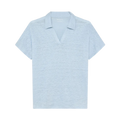 Linen Split Neck Polo - Skyway