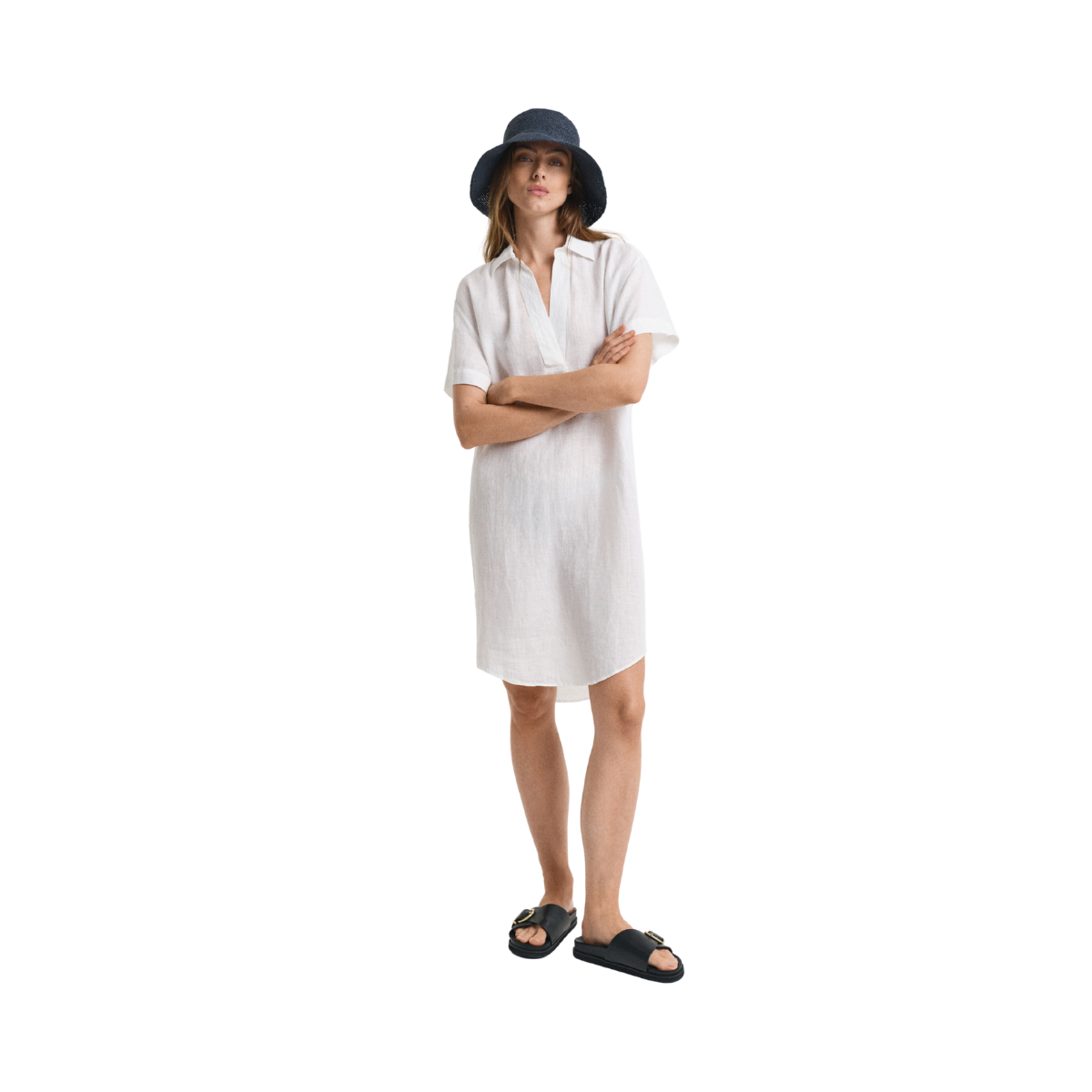 REL LINEN CAFTAN - White