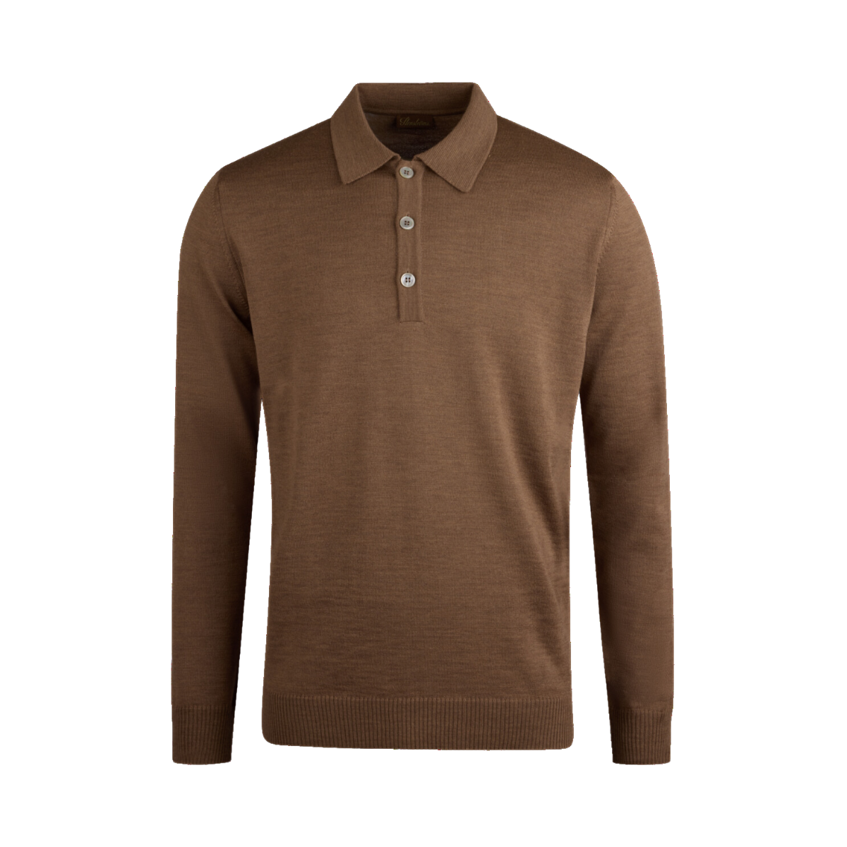 Knitted Polo Shirt Merino Wool - Brown