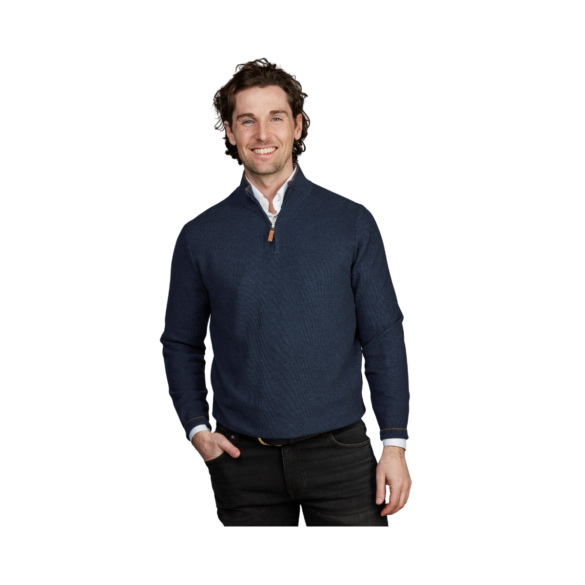 Half Zip Structure Knit - Dark Blue
