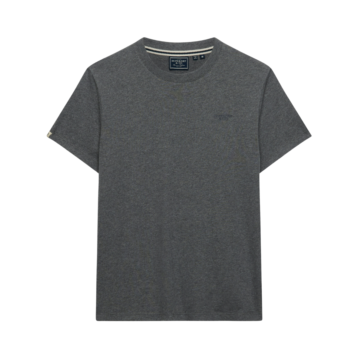 Essential Stacked Logo Emb Tee - Antique Grey Marl/Stone Grey