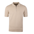Polo Shirt Knitted Zip Texture Organic Cotton - Light beige