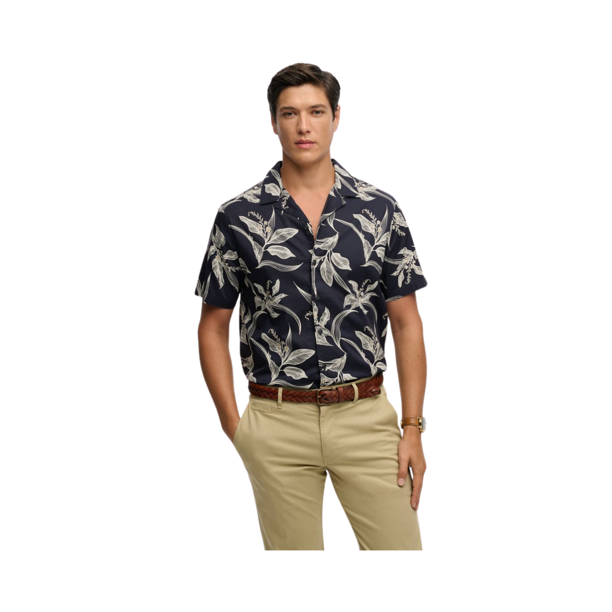 Hawaiian Print S/S Shirt - Cabana Navy