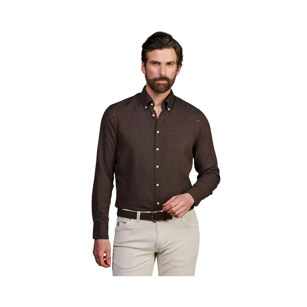 Solid Flanel Shirt - Brown
