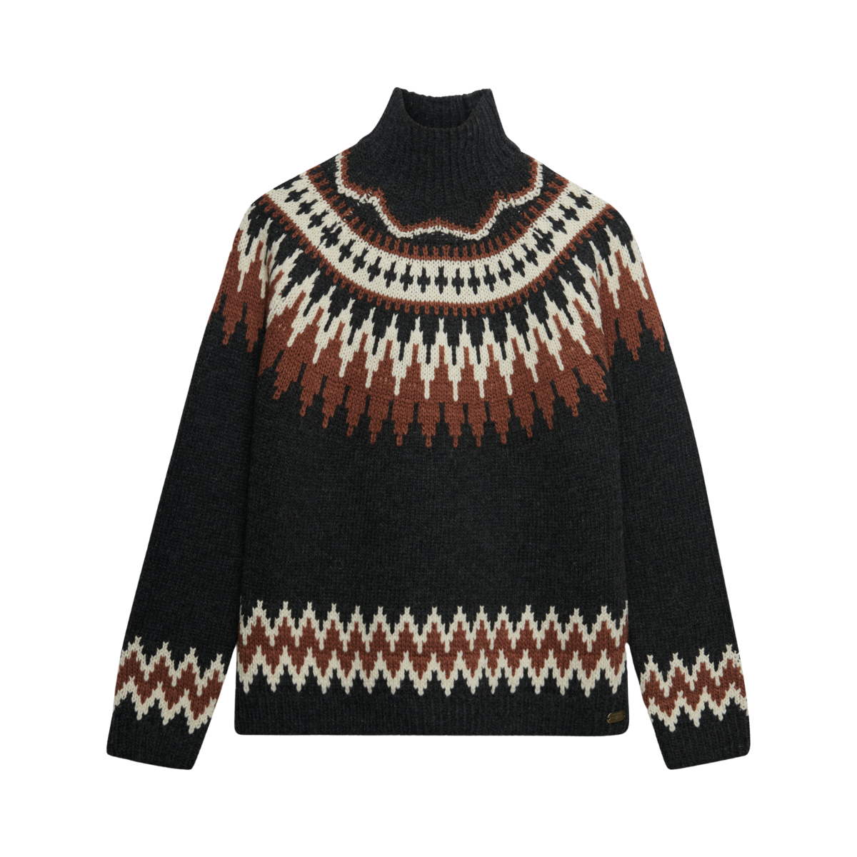 Fairisle High Neck Jumper - 04Q Charcoal Marl
