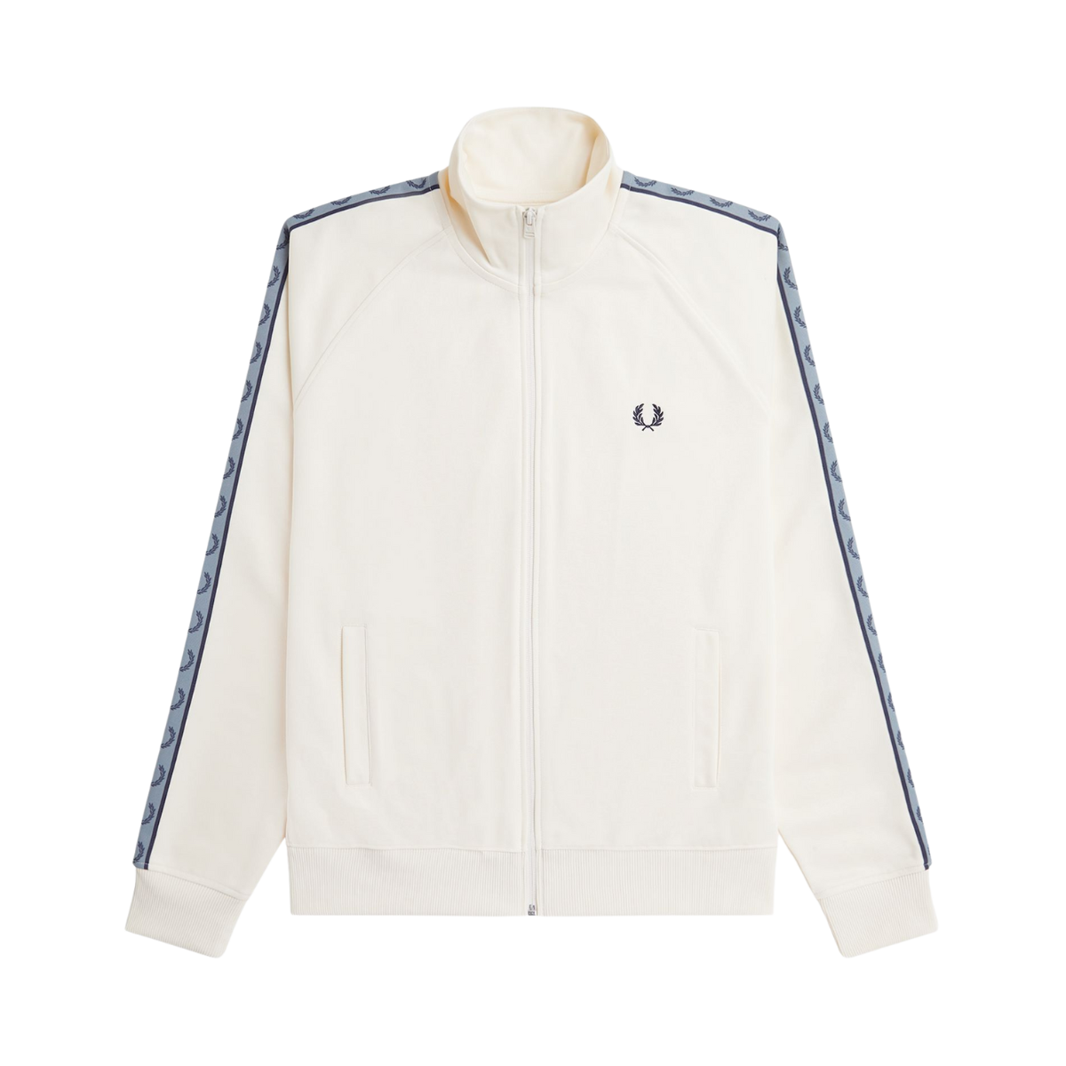Contrast Tape Track Jacket - Ecru/Navy