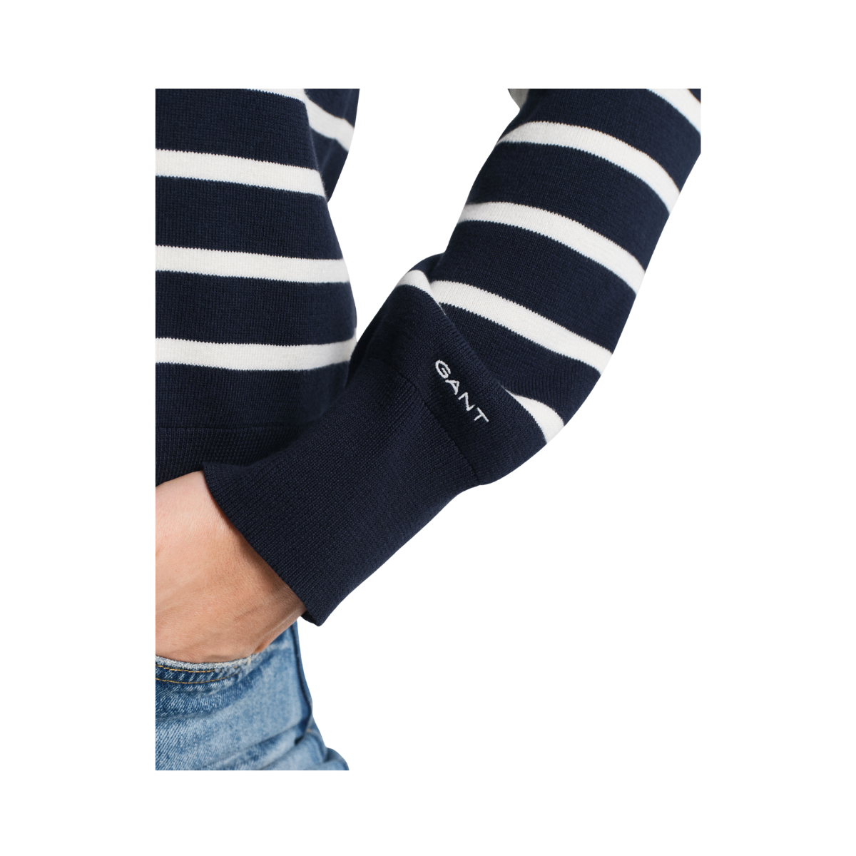 Striped Cotton Cardigan - 433 Evening Blue