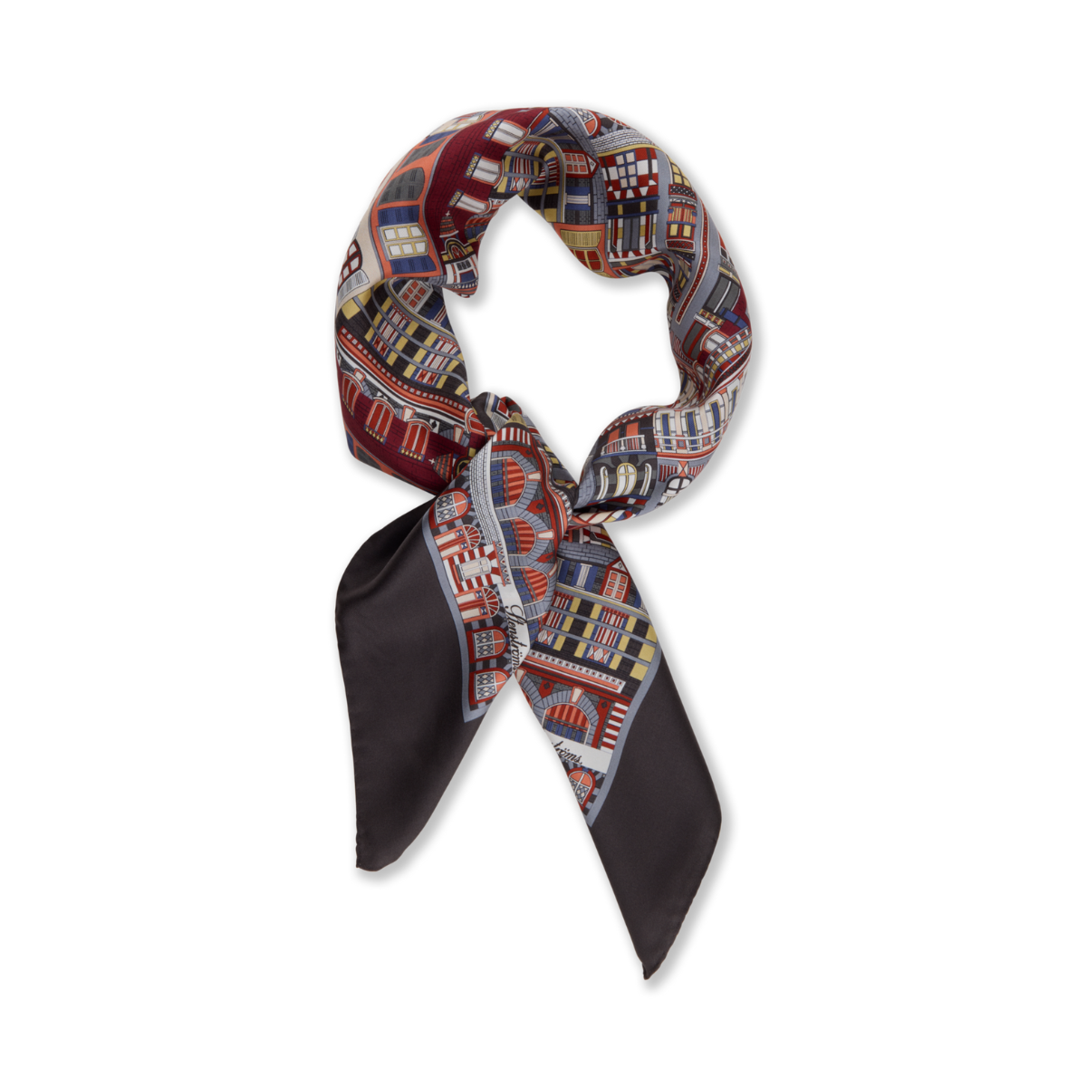 Scarf 90cm x 90cm - Dark Brown Pattern