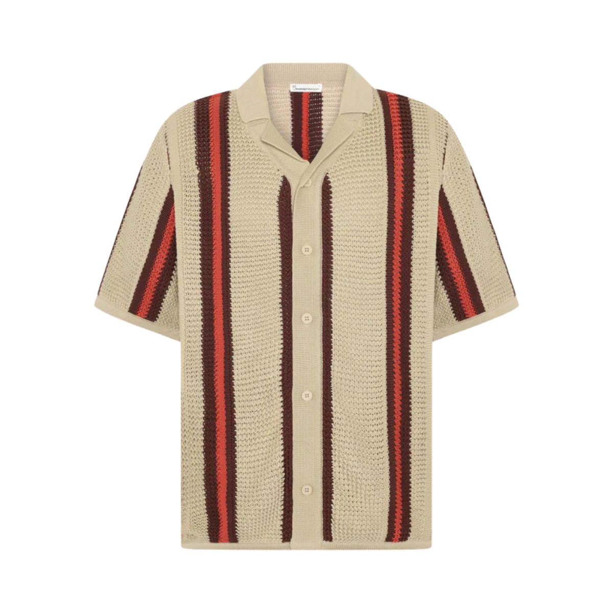 Cotton Striped Knitted Shirt - Red Stripe