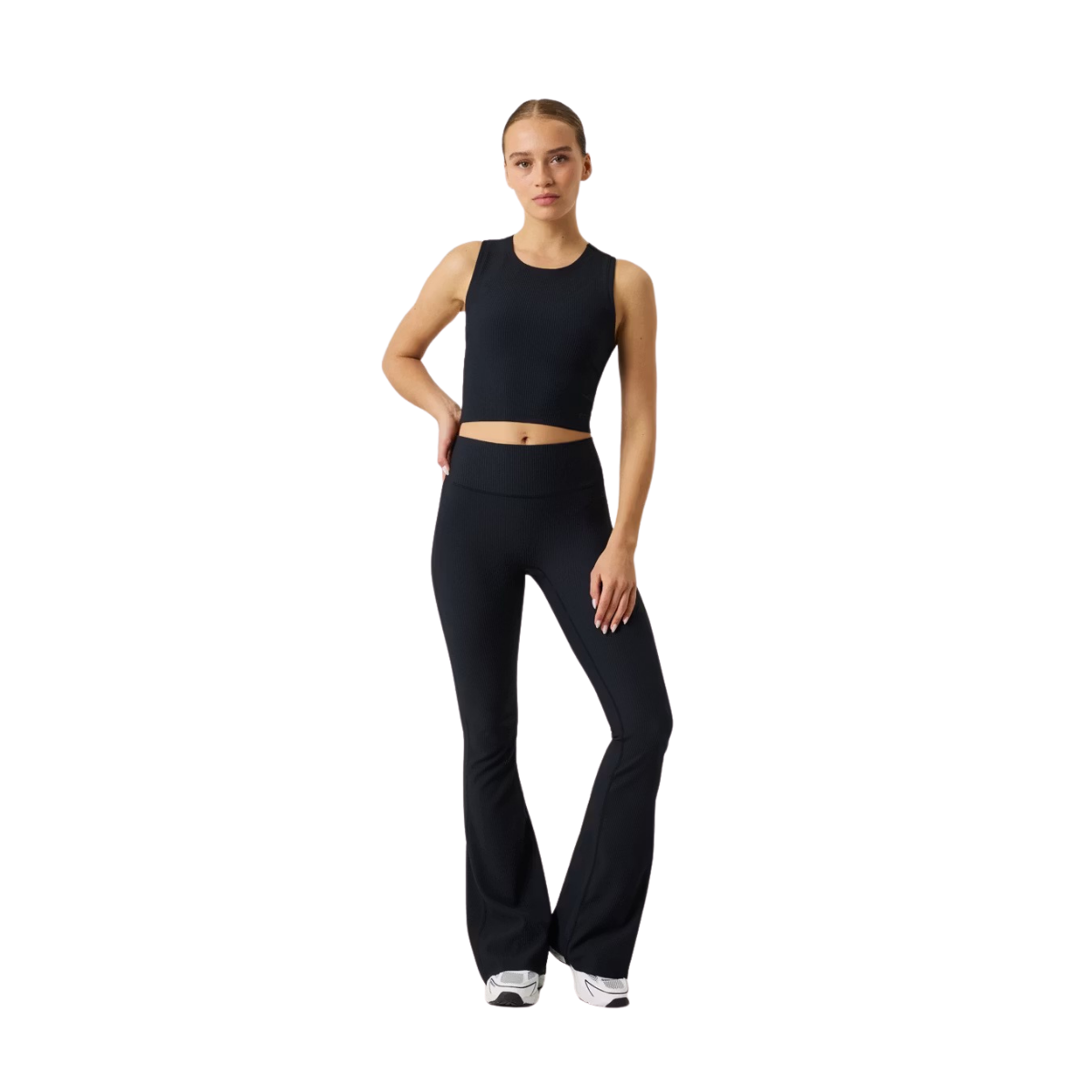 Studio Ribbed Flare Tights Regular - Black Beauty