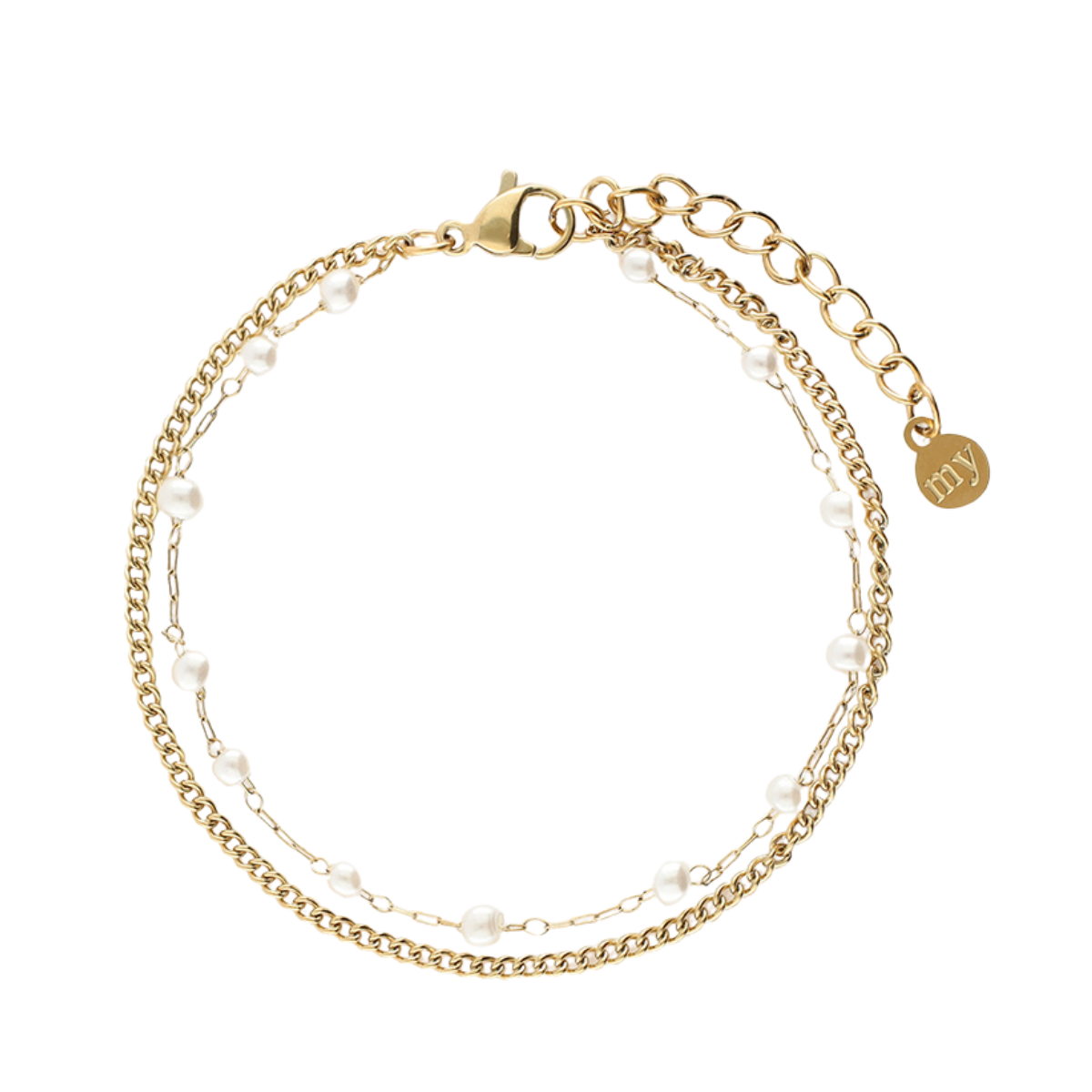 Bracelet chain & pearls - Gold