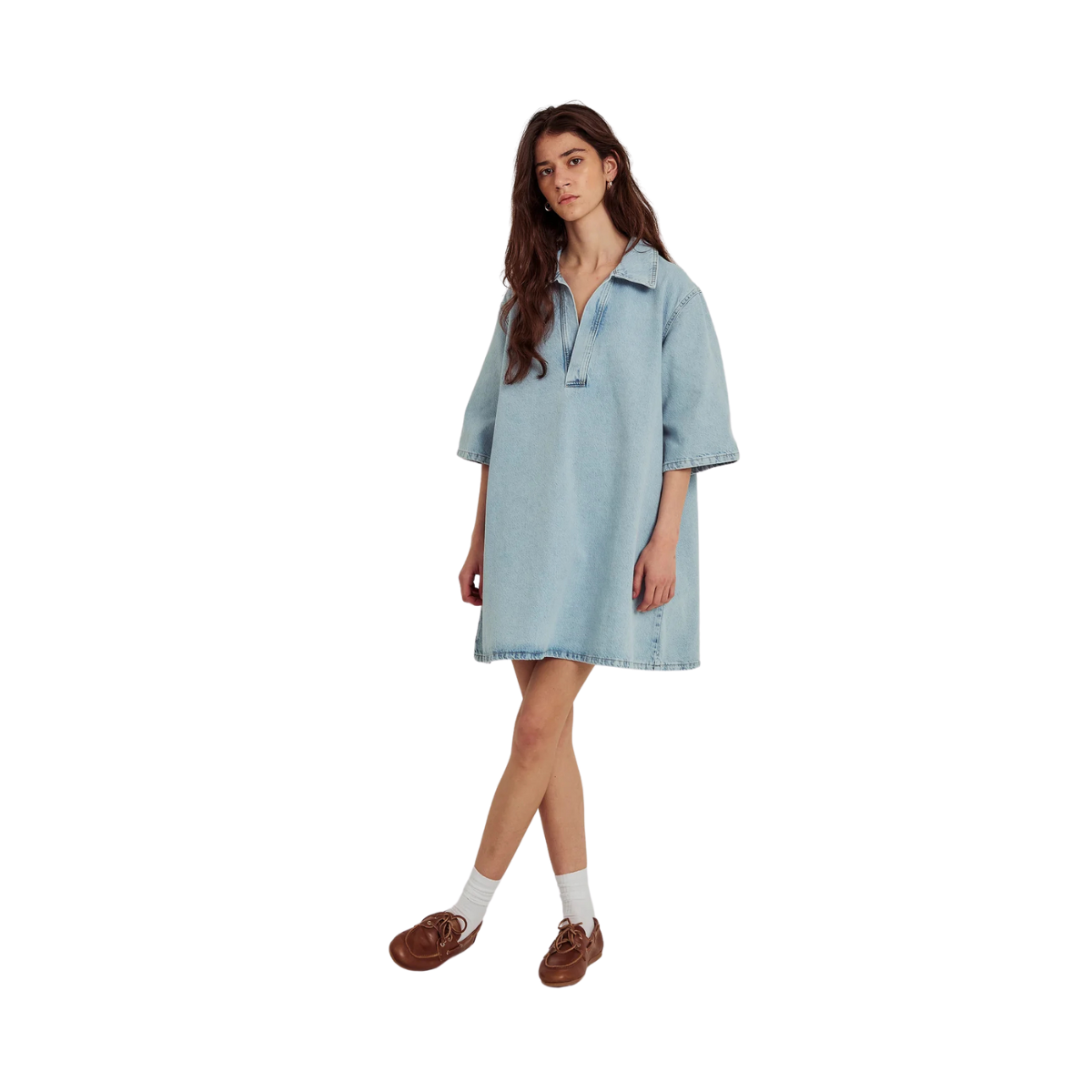 Hannali v-neck denim dress - Light blue wash
