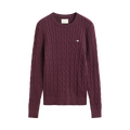 Stretch Cotton Cable C-Neck - Darkened Wine