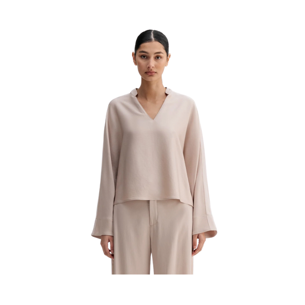 Nina V-Neck Blouse - Greige