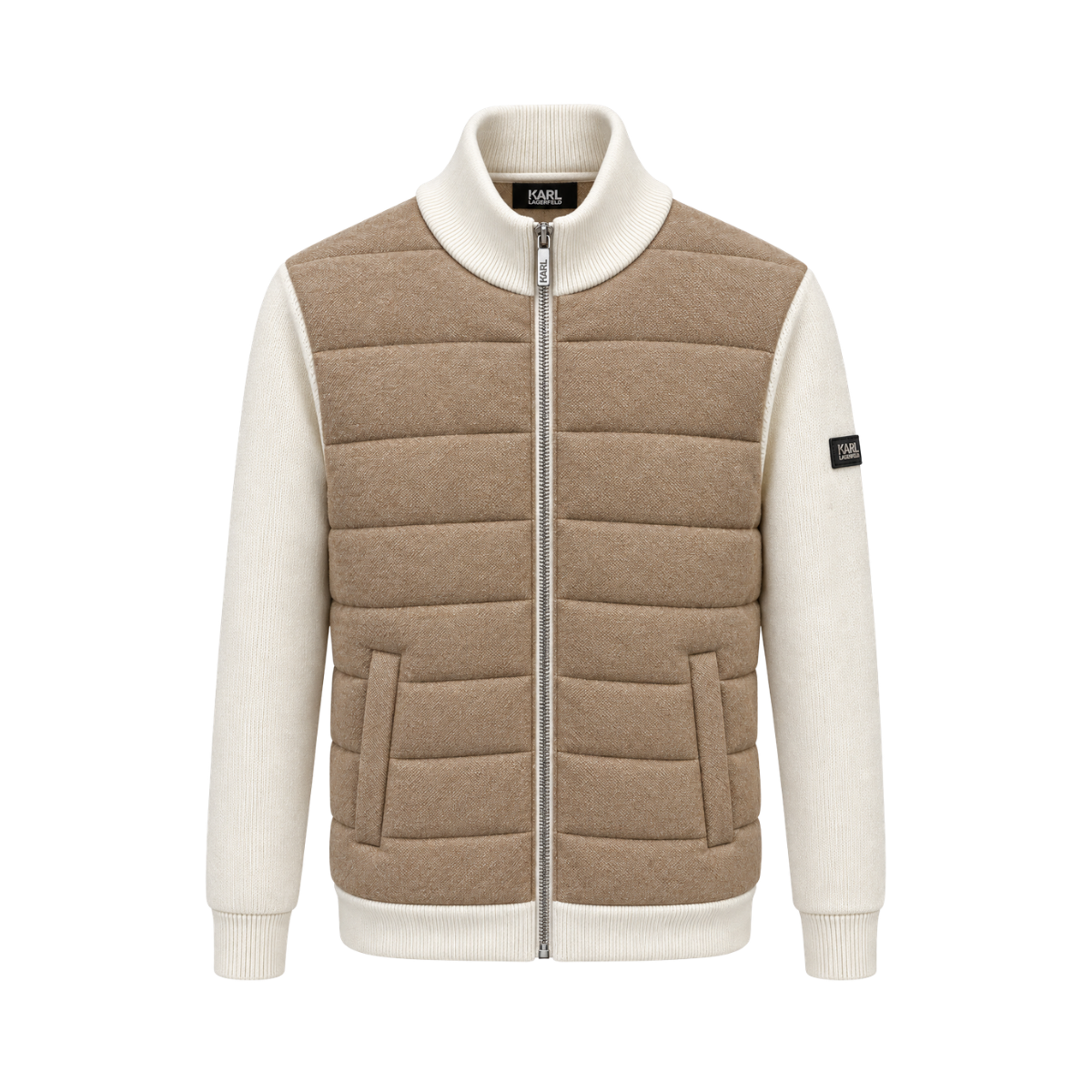 Knit Zip Jacket - White / Beige